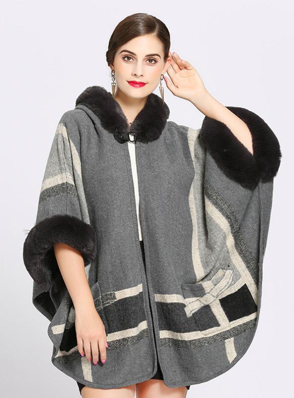 LOOSE COLLAR POCKET KNITTED CARDIGAN SHAWL CAPE – Ncocon