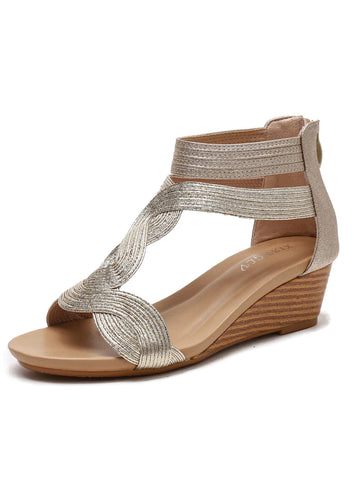 WOMEN ZIPPER WEDGE SANDALS