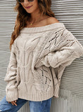 WOMEN LOOSE SOLID COLOR PULLOVER SWEATER