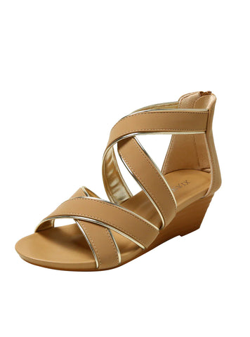 THICK-SOLED WEDGE-HEELED ZIPPER SANDALS