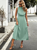 SUMMER SLEEVELESS SOLID COLOR DRESS