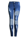 SLIM-FIT STRETCH BIG HOLES PANTS JEANS