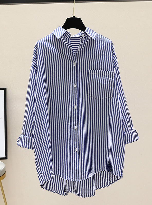 Stunning Stripes High Low Shirt with Pocket – Ncocon