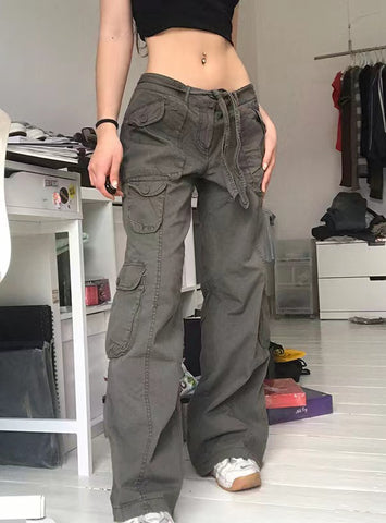 High Waist Overalls Multi-pocket Casual Pants