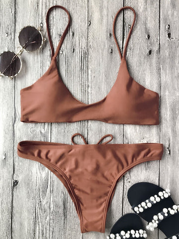 Spaghetti Straps Padded Bikini Set