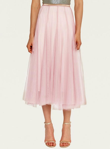  A-Shaped Gauze Skirt Tea-Length Dress