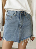  Jeans Skirt Women High Waist Jupe Irregular