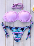 Coconut Palm Print Strapless Bikini Set