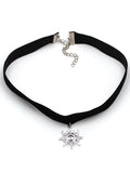 Velvet Choker Bracelet Sun-Shaped Pendant 