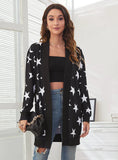 STAR PRINT KNITTED CARDIGAN COAT