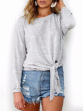 Long Sleeves Knotted Sweatshirts