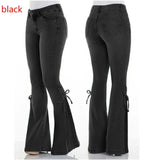 ELASTIC HORN DENIM PANTS MIDDLE WAIST STRAP