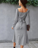 SOLID COLOR BOTTOMING ROMANTIC DRESS