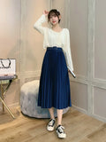 ELASTIC WAIST LONG VERSATILE PLEATED SKIRT