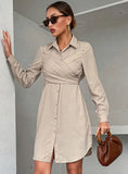 LONG-SLEEVED CARDIGAN LONG LAPEL DDRESS