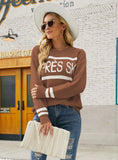 PRINTED LOOSE ROUND NECK PULLOVER SWEATER