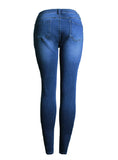 SLIM-FIT STRETCH BIG HOLES PANTS JEANS