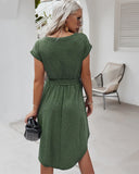 KNITTED SHORT-SLEEVED LEISURE HOLIDAY STYLE DRESS