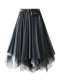 WOMEN IRREGULAR SKIRT WITH BELT