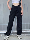 WOMEN JEANS POCKET HIGH WAIST JEANS KOREAN