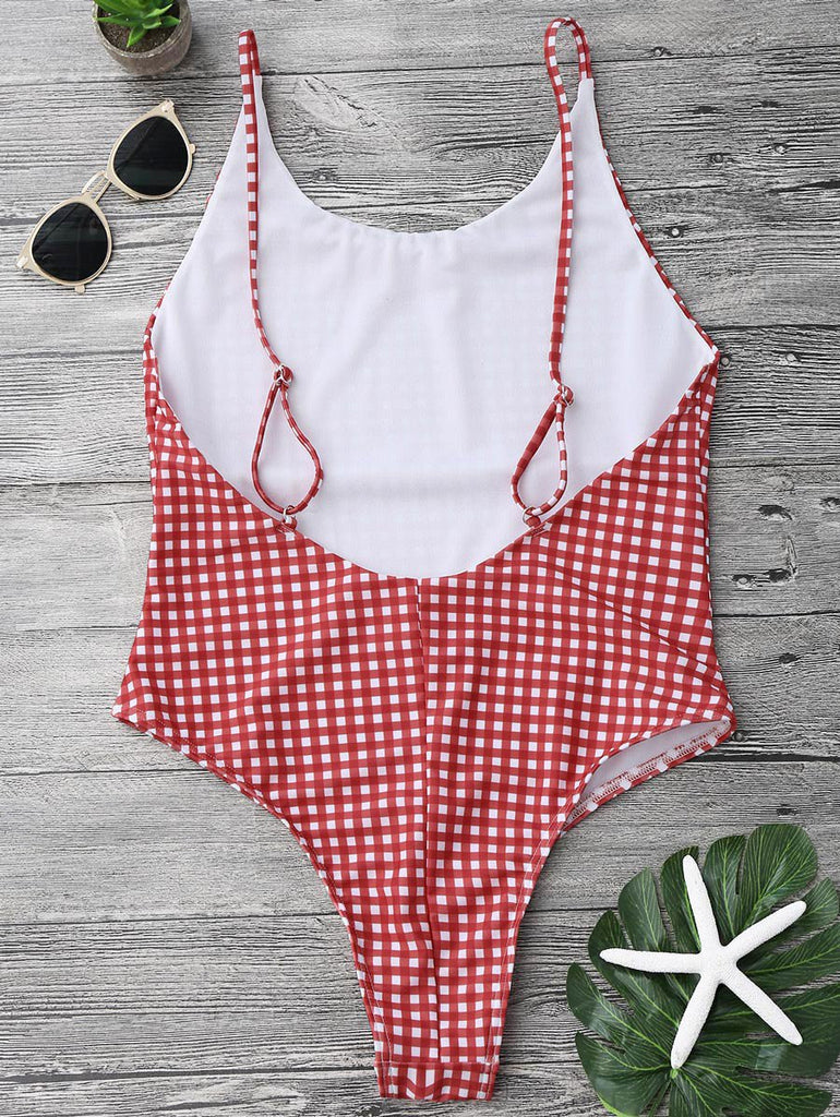 Open Back Gingham One Piece Swimsuit – Ncocon