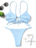 Cutout Braided Bralette String Bikini Set