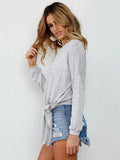 Long Sleeves Knotted Sweatshirts