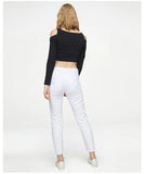 STRAIGHT PANTS WORN SPLICED WHITE JEANS