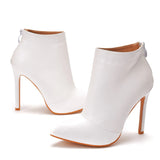 WOMEN WHITE HIGH HEELS BOOTS