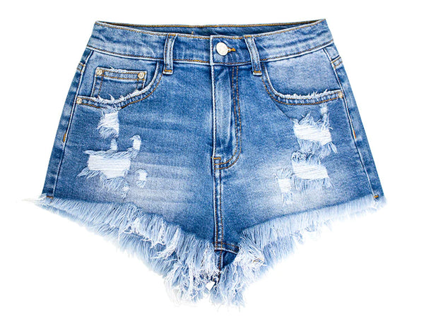 HIGH WAIST HOLES FRINGED EDGES SHORTS – Ncocon