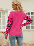 LEOPARD PRINT LONG SLEEVE PULLOVER SWEATER