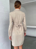 LONG-SLEEVED CARDIGAN LONG LAPEL DDRESS