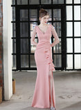 LONG SLING BANQUET SLIM FISHTAIL DRESS