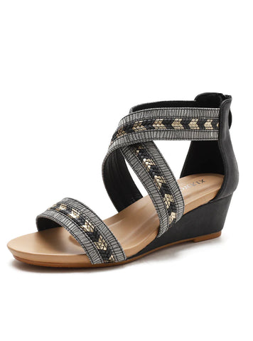 OPEN TOE WEDGE SANDALS