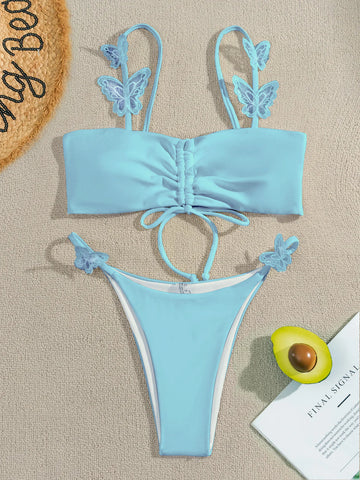 SOLID COLOR BUTTERFLY SLING BIKINI