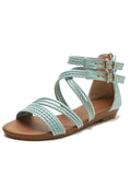 OPEN TOE SOFT SOLED CROSS WEDGE SANDALS