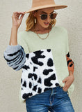 LEOPARD PRINT COLOR MATCHING SWEATER