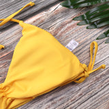 Yellow Ribbed String Bikini Set