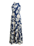 Maxi Boho Dress Halter Neck Floral Print Sleeveless 