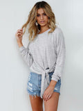 Long Sleeves Knotted Sweatshirts