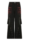 RETRO CHAIN CONTRAST STRIPED MESH STITCHING PANTS