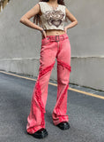 STITCHING COLOR TASSEL METAL BUTTON BELT JEANS