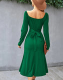 SOLID COLOR BOTTOMING ROMANTIC DRESS