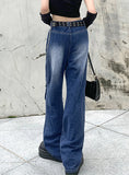 RETRO SLIM WAIST POCKET LOOSE JEANS