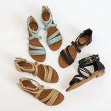 OPEN TOE SOFT SOLED CROSS WEDGE SANDALS