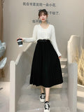 ELASTIC WAIST LONG VERSATILE PLEATED SKIRT