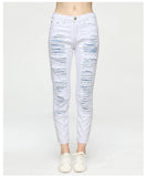 STRAIGHT PANTS WORN SPLICED WHITE JEANS