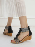 NATIONAL STYLE HIGH-HEELED PLATFORM SANDALS