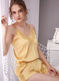 LACE JUMPSUIT IMITATION SILK PAJAMAS SET