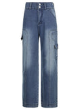 WOMEN'S HIGH WAIST STRAIGHT LOOSE WIDE LEG JEANS